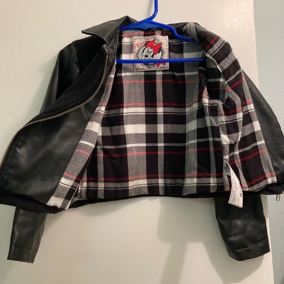Girls Small (4T) Disney Minnie Mouse Biker Style Jacket Faux Leather EUC - Picture 4 of 14